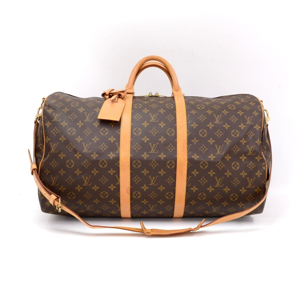 Louis Vuitto Monogram Canvas Keepall 55 Bandouliere Duffel Bag with Strap