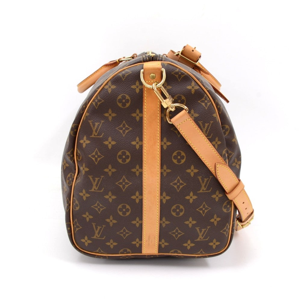 Louis Vuitto Monogram Canvas Keepall 55 Bandouliere Duffel Bag with Strap