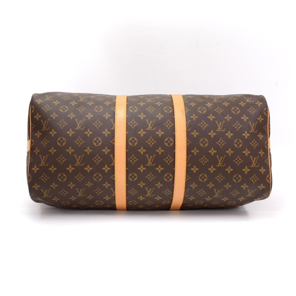 Louis Vuitto Monogram Canvas Keepall 55 Bandouliere Duffel Bag with Strap