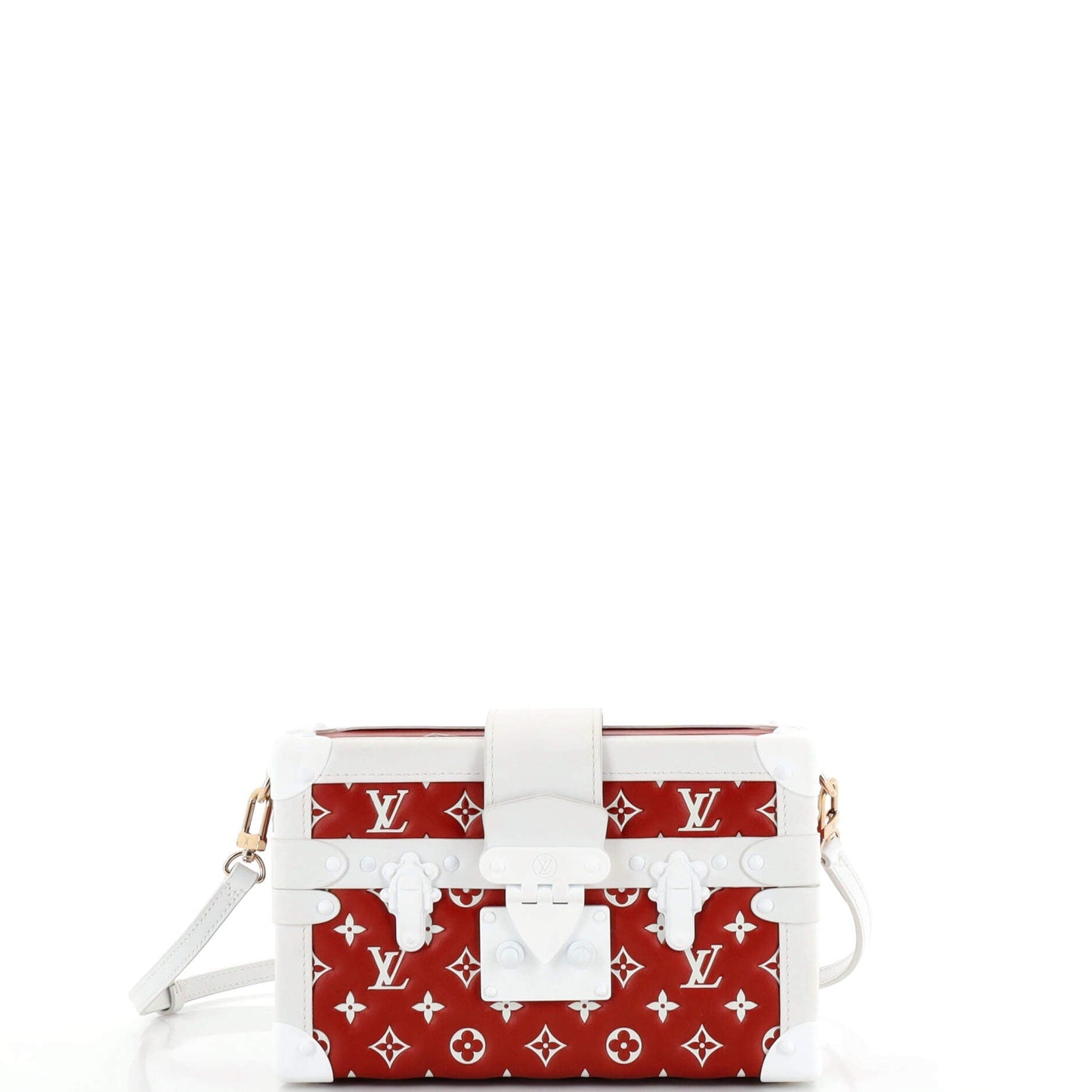 Louis Vuitton Petite Malle Handbag Monogram Embossed Leather