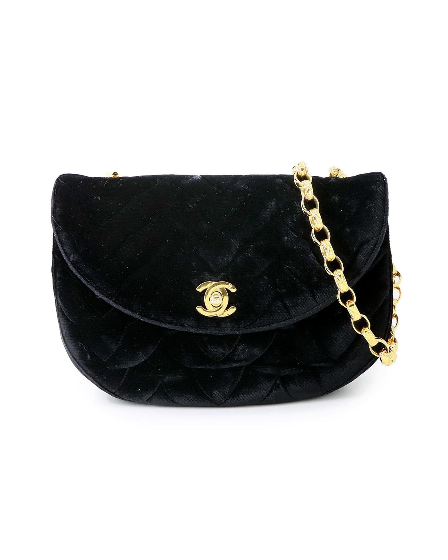 Chanel Velvet Quilted Shoulder Bag