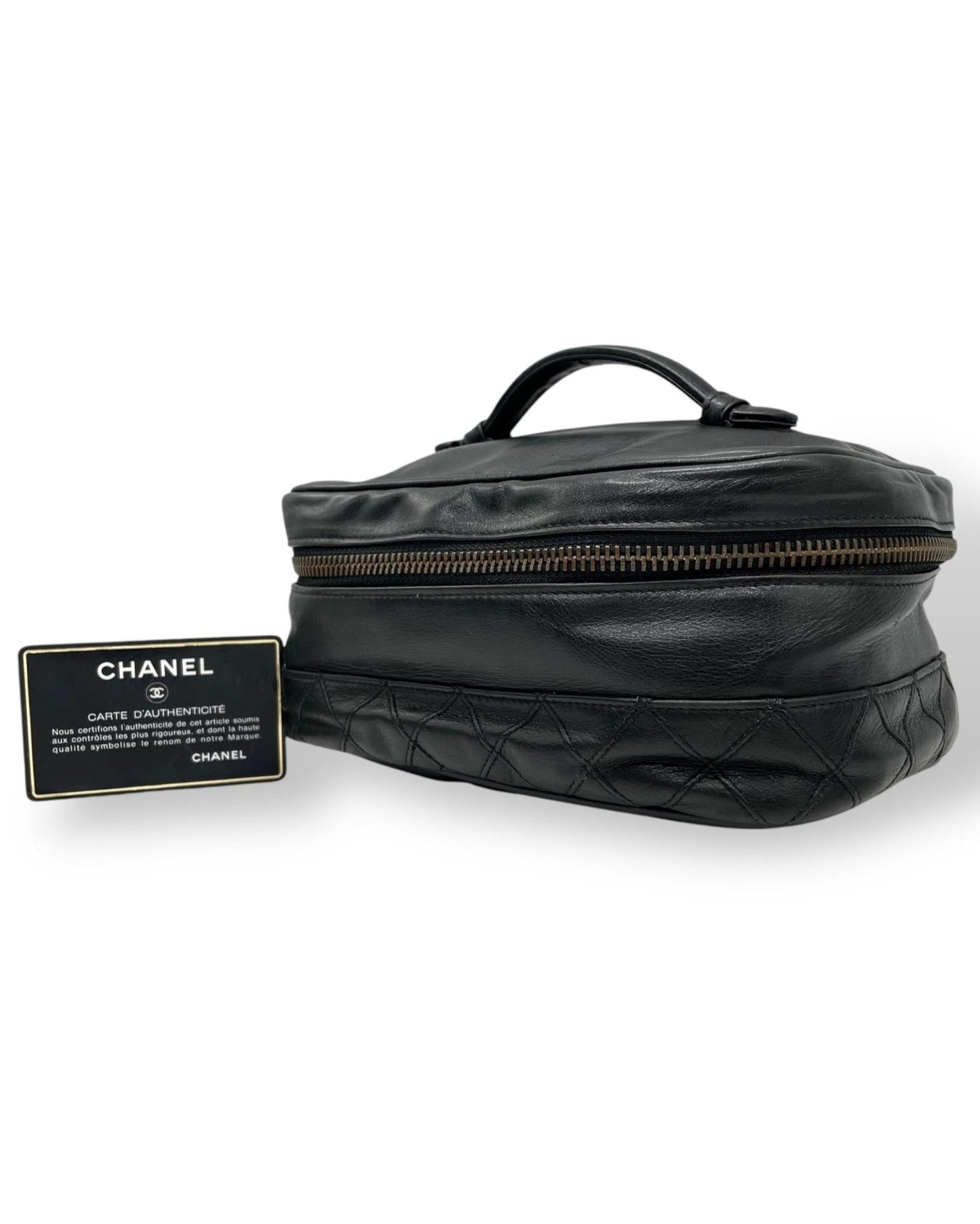 Chanel Leather Vanity Bag with  Card and Italian Craftsmanship