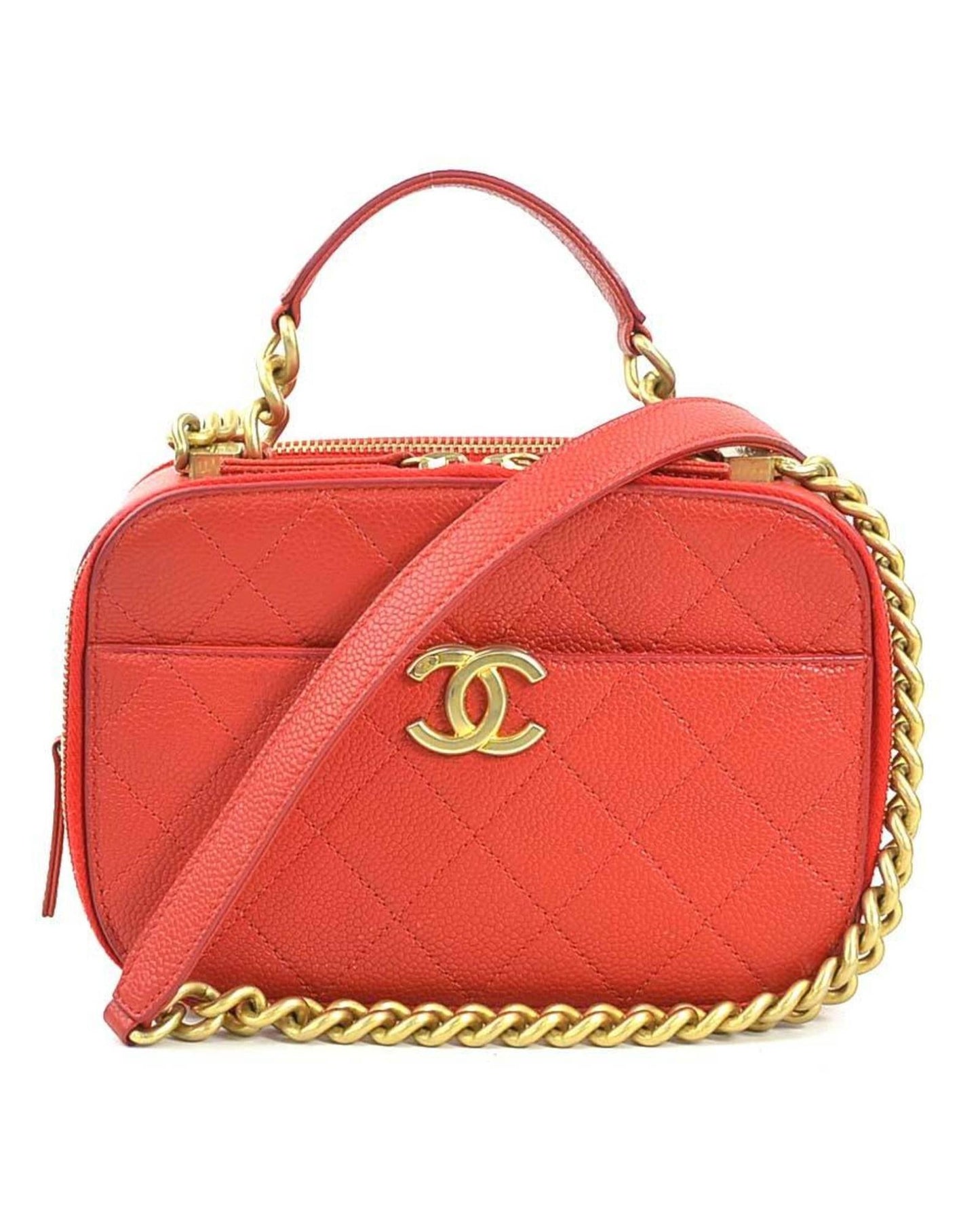 Chanel Luxury Leather Vanity Case with Dust Bag and  Card