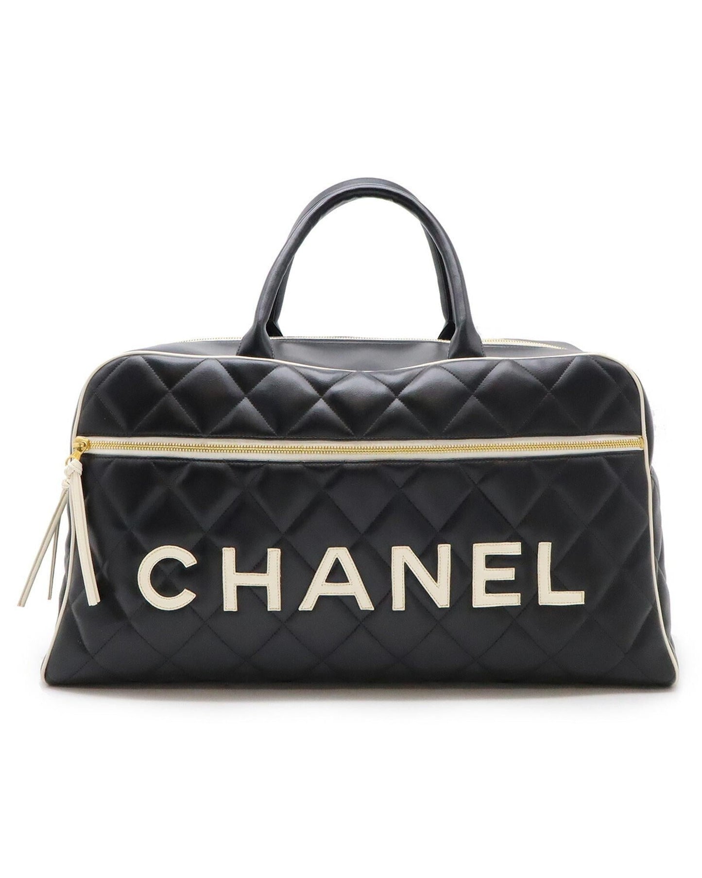 Chanel Luxury Leather Bowling Bag with Good Condition and Slight Scratches
