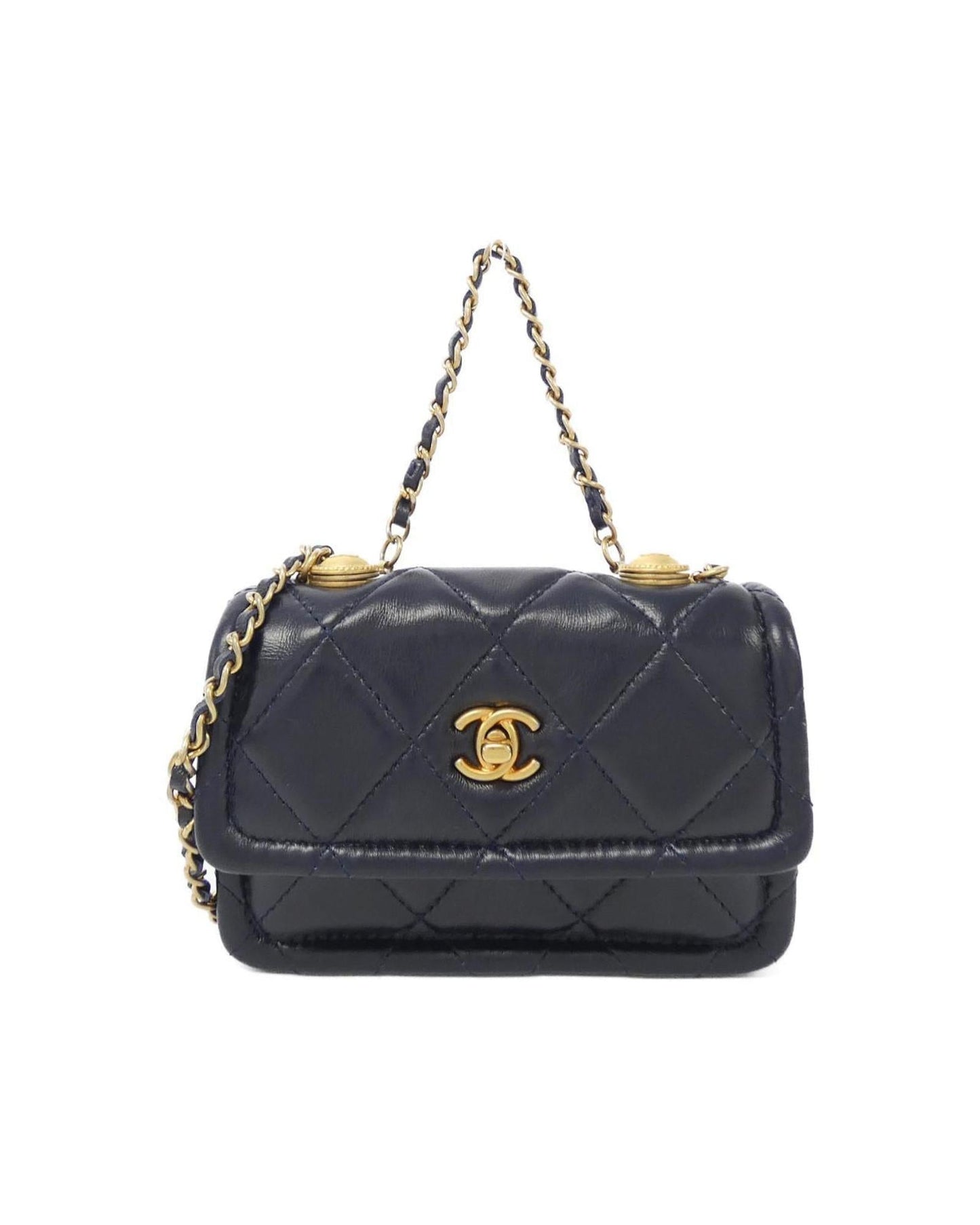 Chanel Emerald Material Handbag with Dust Bag and  Card