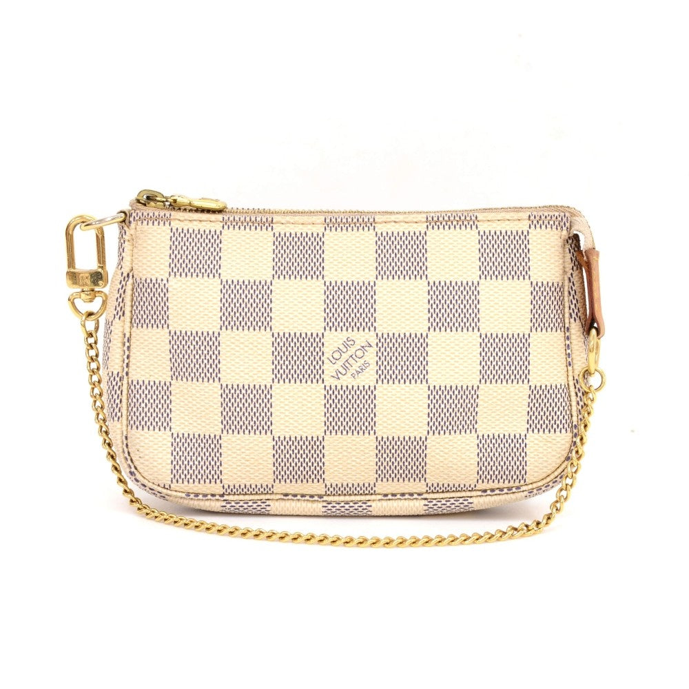 Louis Vuitto Mini Pochette Accessoires Damier Azur Canvas Evening Bag