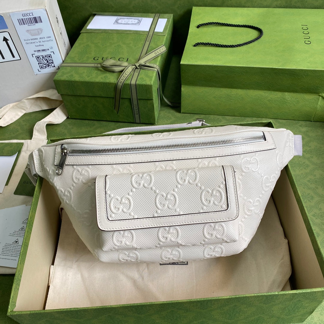 gg Embossed Belt Bag White gg Embossed For Men  11in/28cm gg