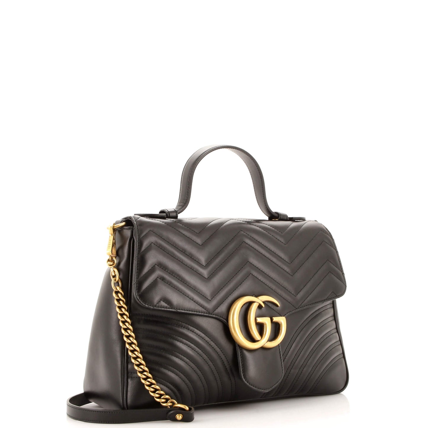 GG Marmont Top Handle Flap Bag Matelasse Leather Medium