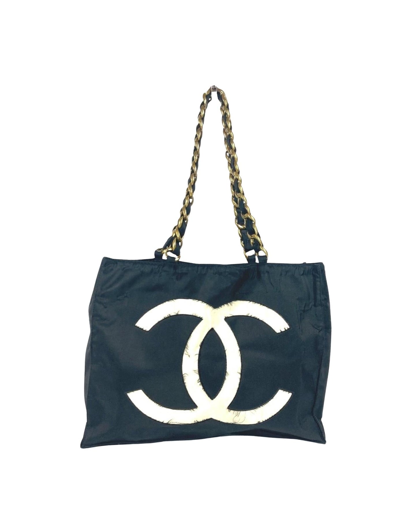 Chanel Canvas Tote Bag with Subtle Scratches and Slight Folds