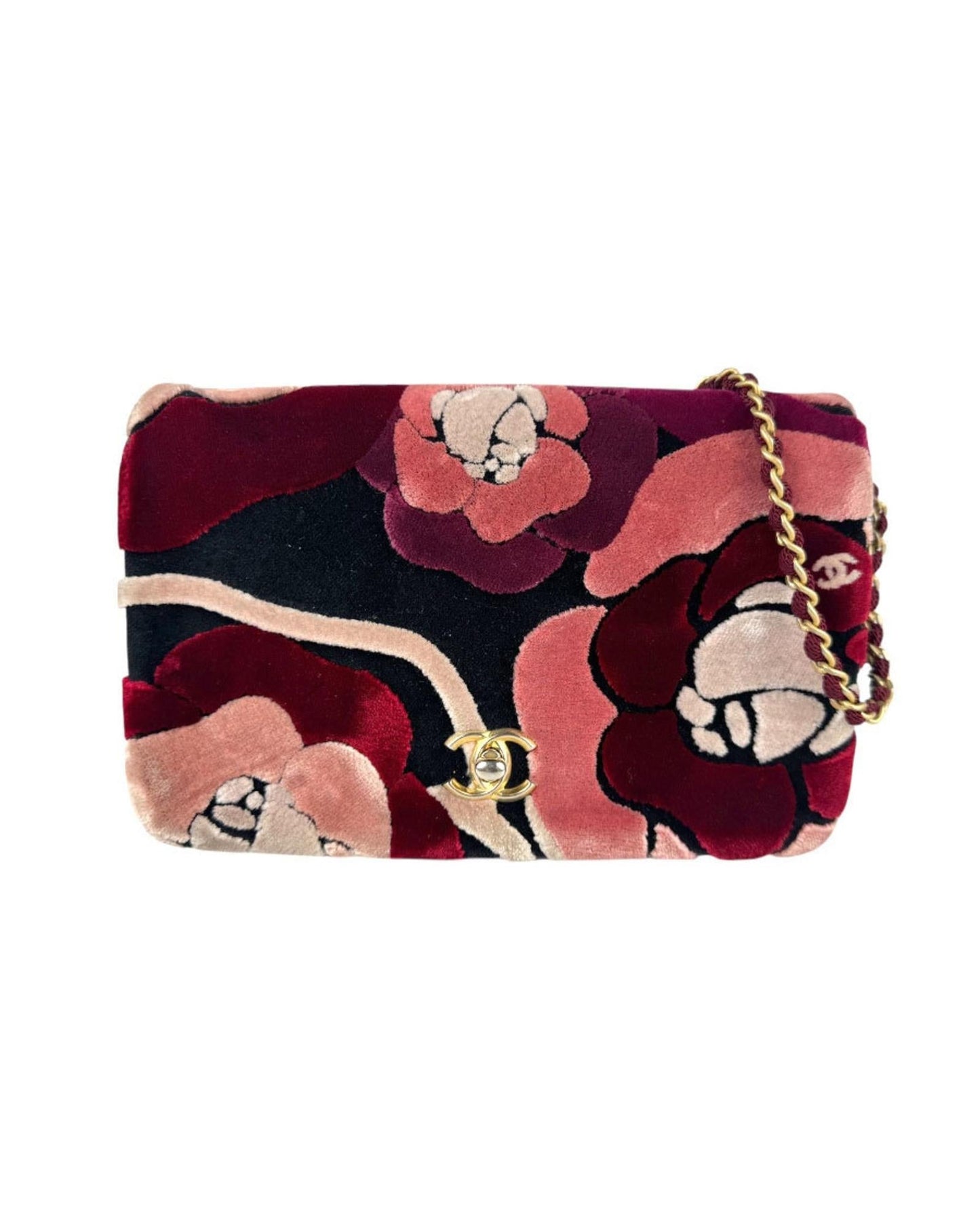 Chanel Velvet Camellia Bag with  Card and Italian Craftsmanship