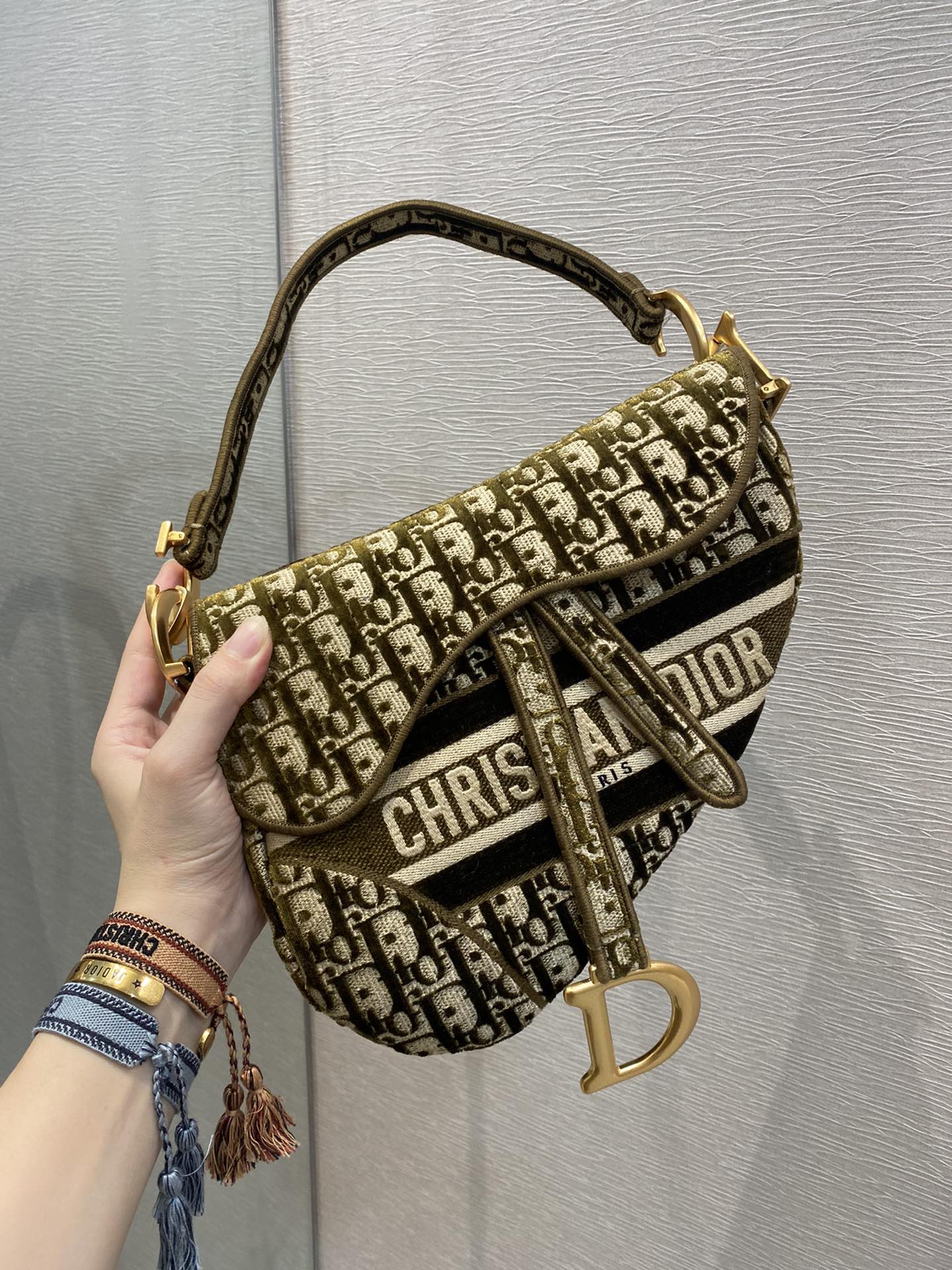 GLAMI Saddle Bag Brown Oblique Canvas Gold Toned Hardware For Women 25cm/10in CD