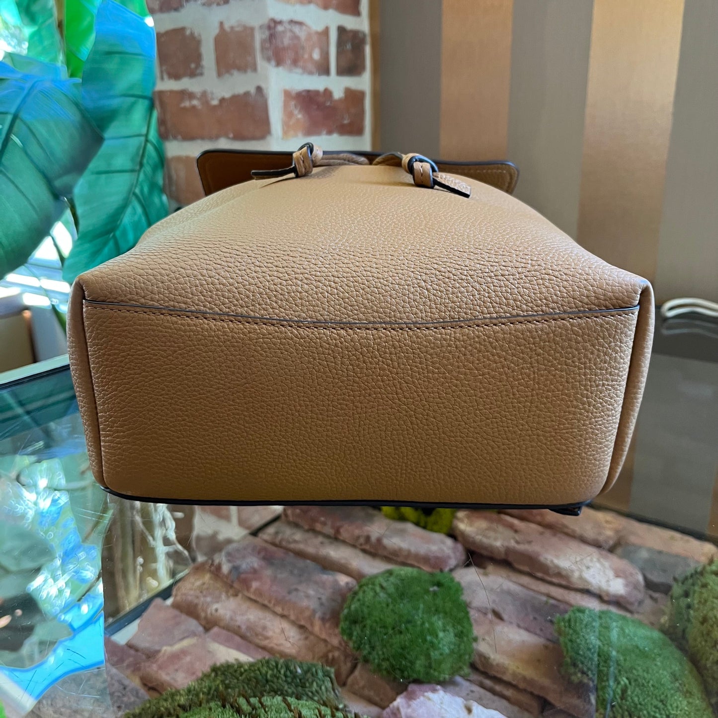 TORY BURCH Thea Brown Pebbled Leather Backpack