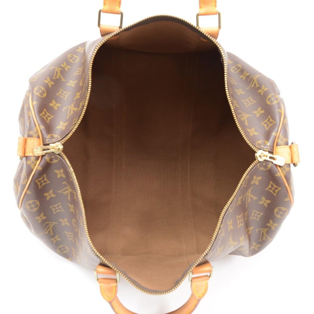 Louis Vuitto Keepall 50 Bandouliere Monogram Canvas Travel Bag with Strap