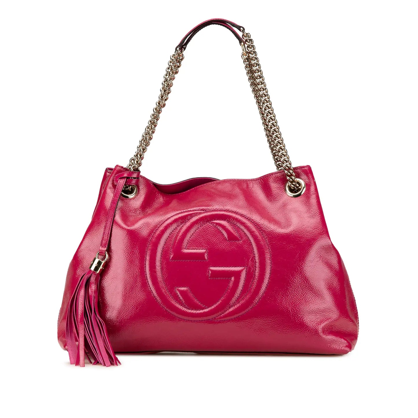GLM-- Soho Chain Tote Medium Pink Patent Leather