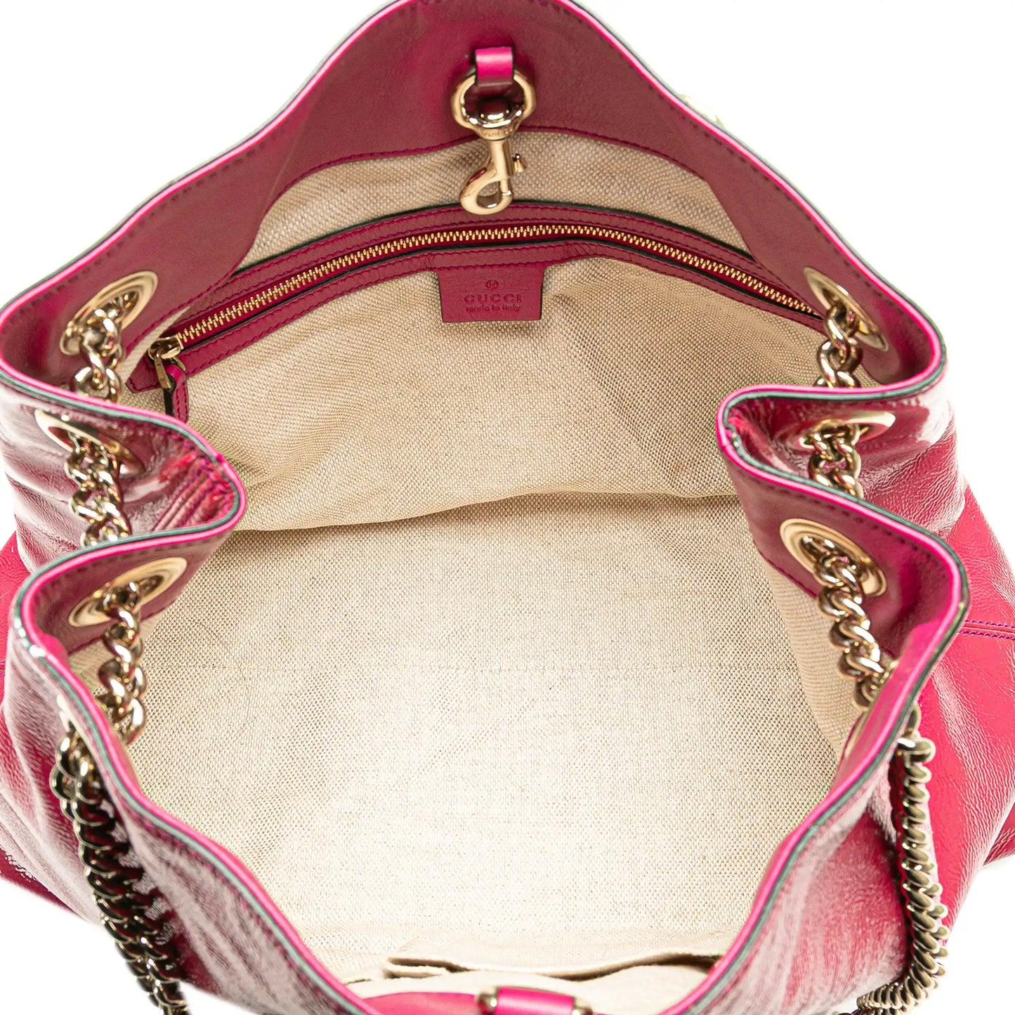 GLM-- Soho Chain Tote Medium Pink Patent Leather