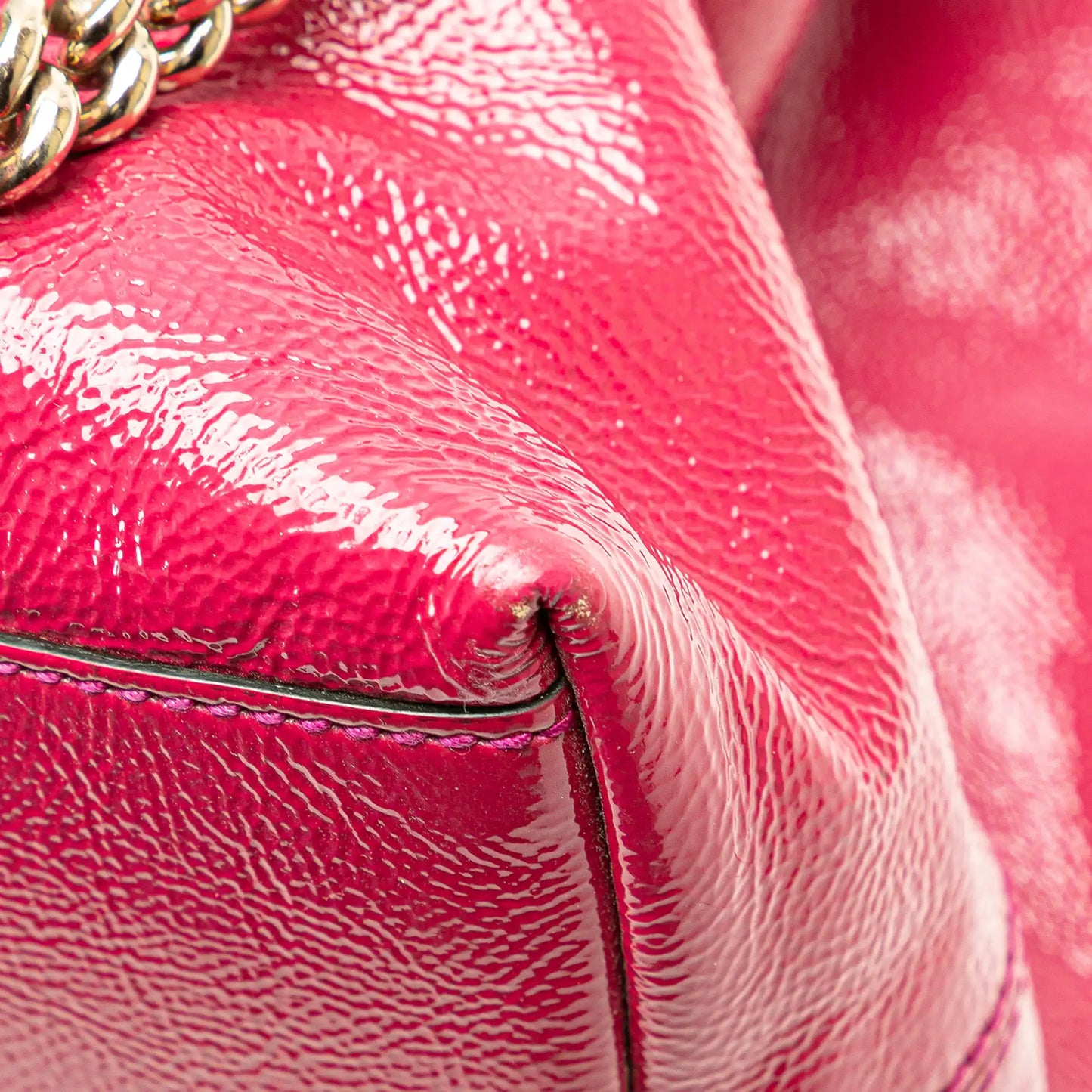 GLM-- Soho Chain Tote Medium Pink Patent Leather