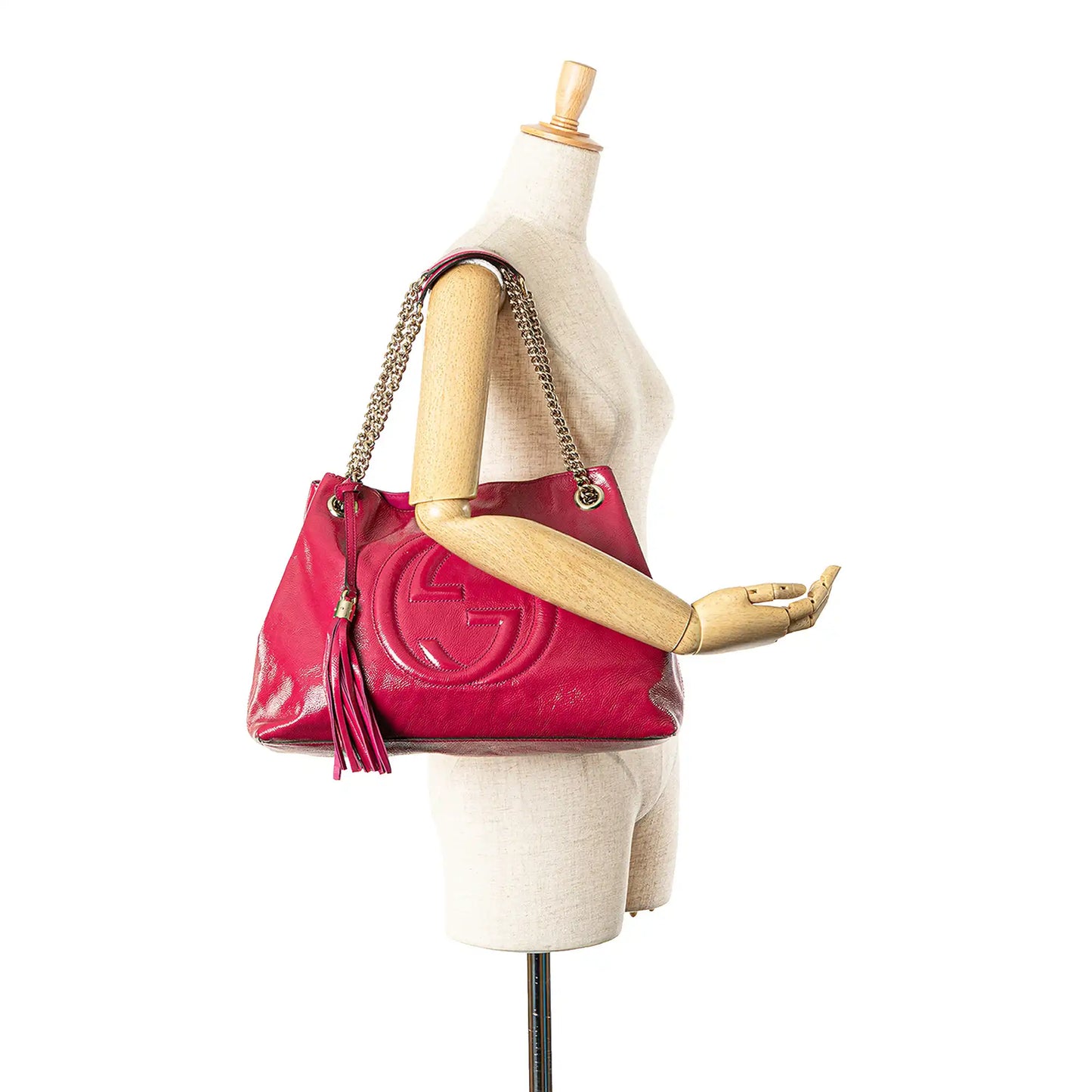 GLM-- Soho Chain Tote Medium Pink Patent Leather