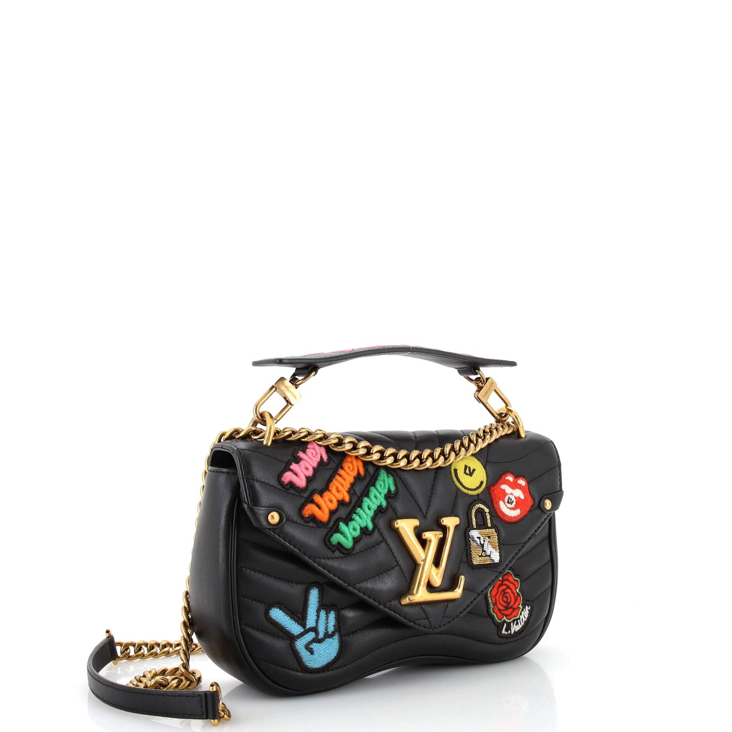 Louis Vuitton New Wave Chain Bag Limited Edition Patches Quilted Leather MM