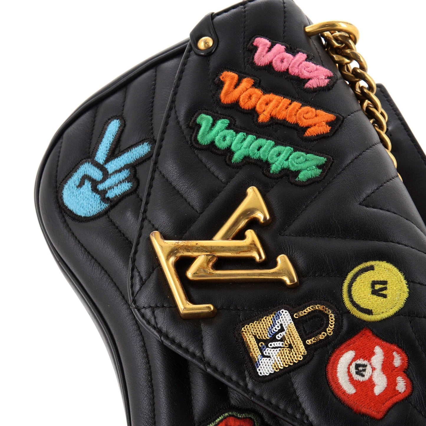 Louis Vuitton New Wave Chain Bag Limited Edition Patches Quilted Leather MM