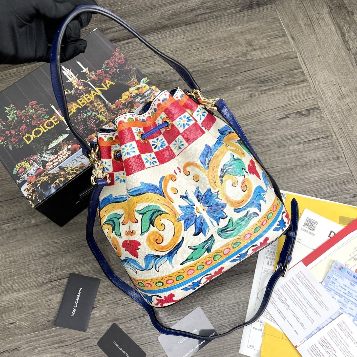 GLAMI Print Crespo Bucket Bag Multicolor With Branded Plate For Women GLAMI Bag