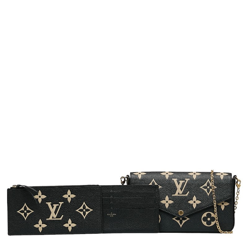 Louis Vuitton Monogram Emplant Poschet Felice Chain Shoulder Bag M80482 Black Beige Leather  Louis Vuitton