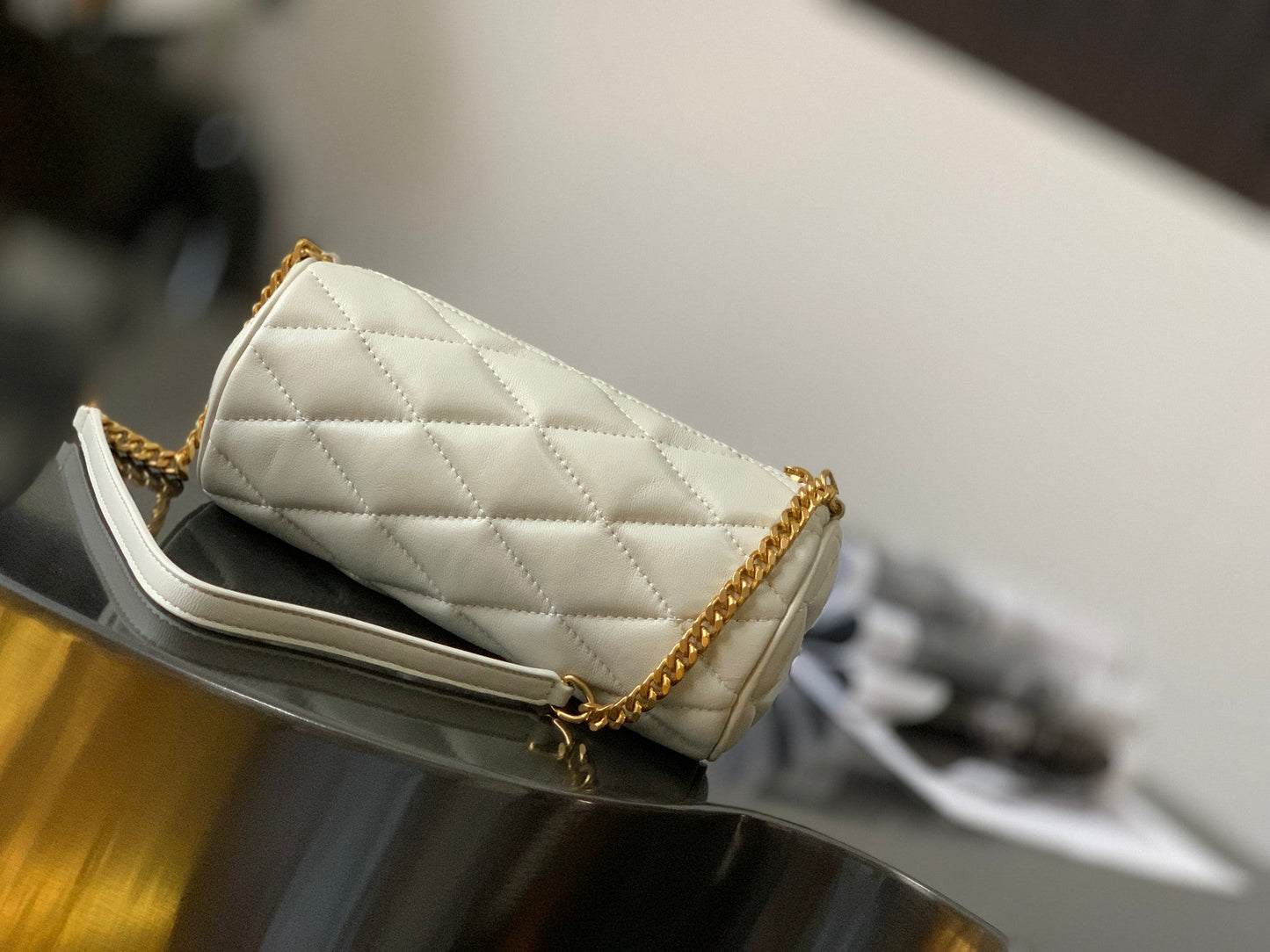GLAMI Sade Mini Tube Bag For Women 7.9in/20cm Vintage White YSL 699703AAAJU9207