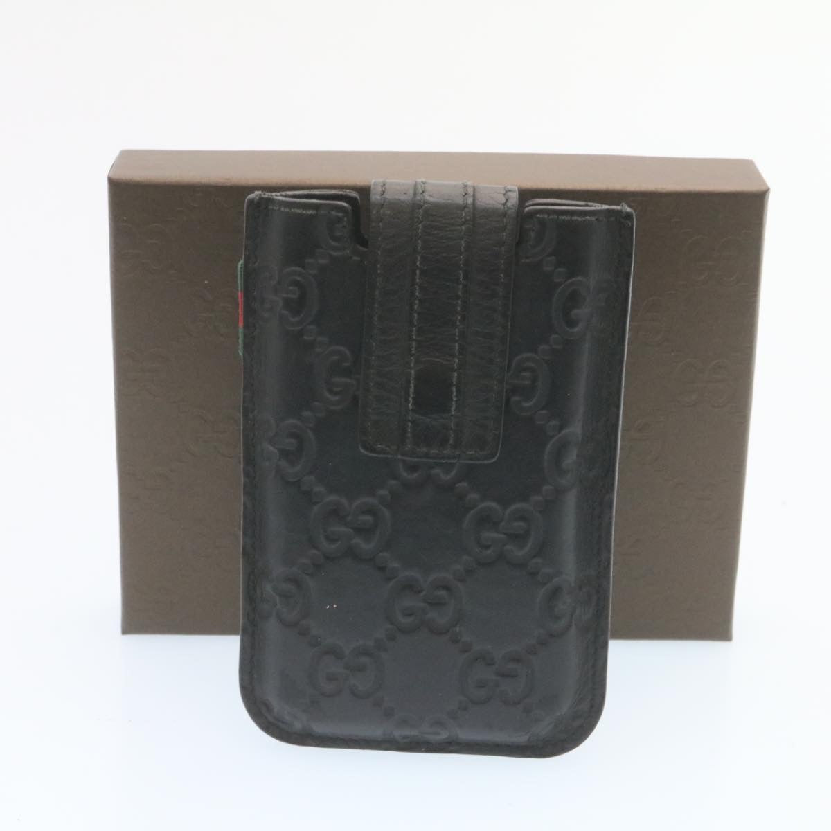 GUCCI Guccissima GG Canvas Smart Phone Case Leather Black 27996