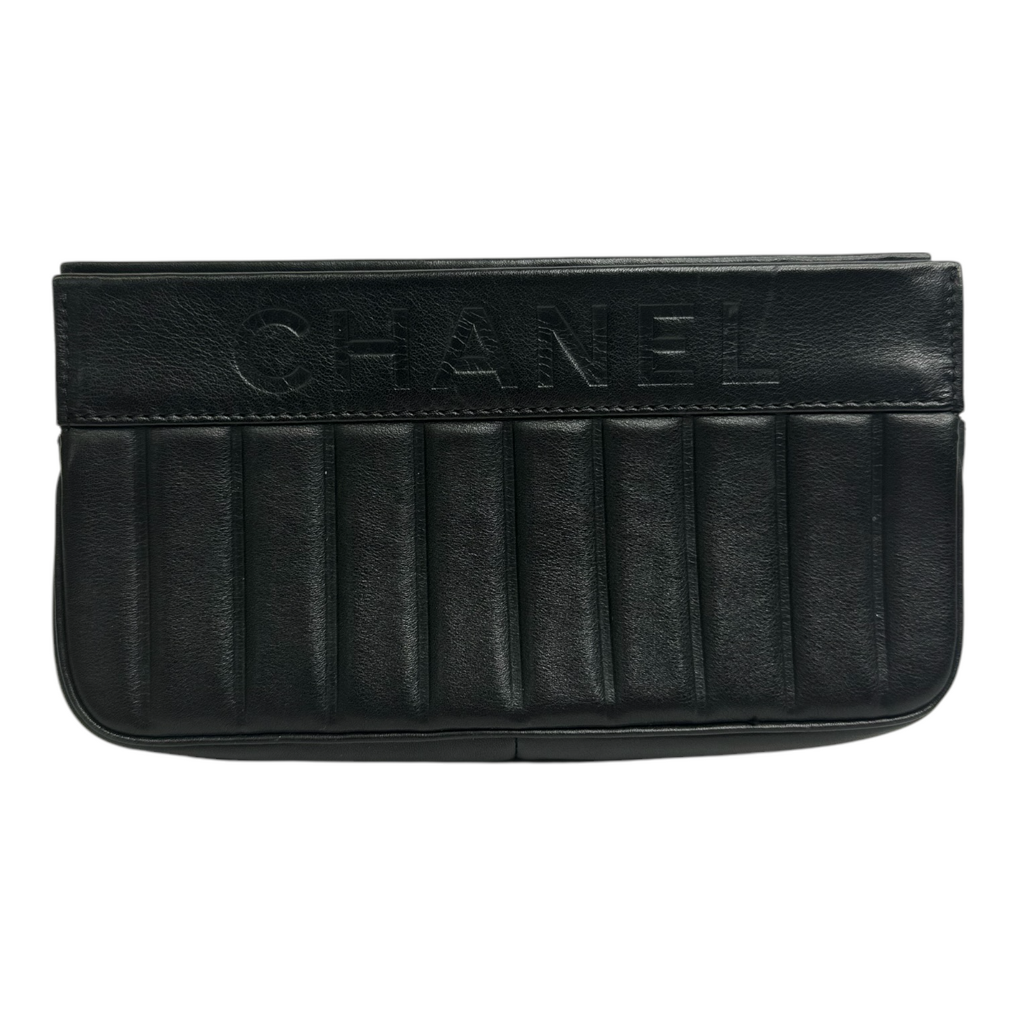 Chanel Black Leather Small LAX Wristlet