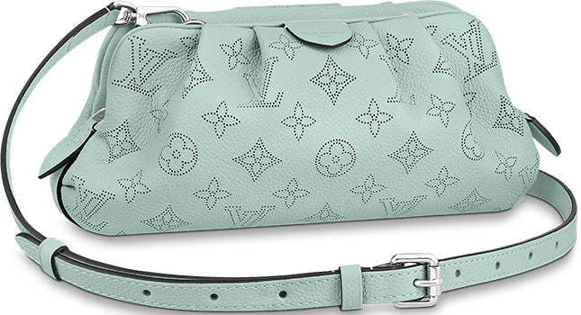 LOUIS VUITTON MAHINA SCALA MINI POUCH IN VERT LAGON