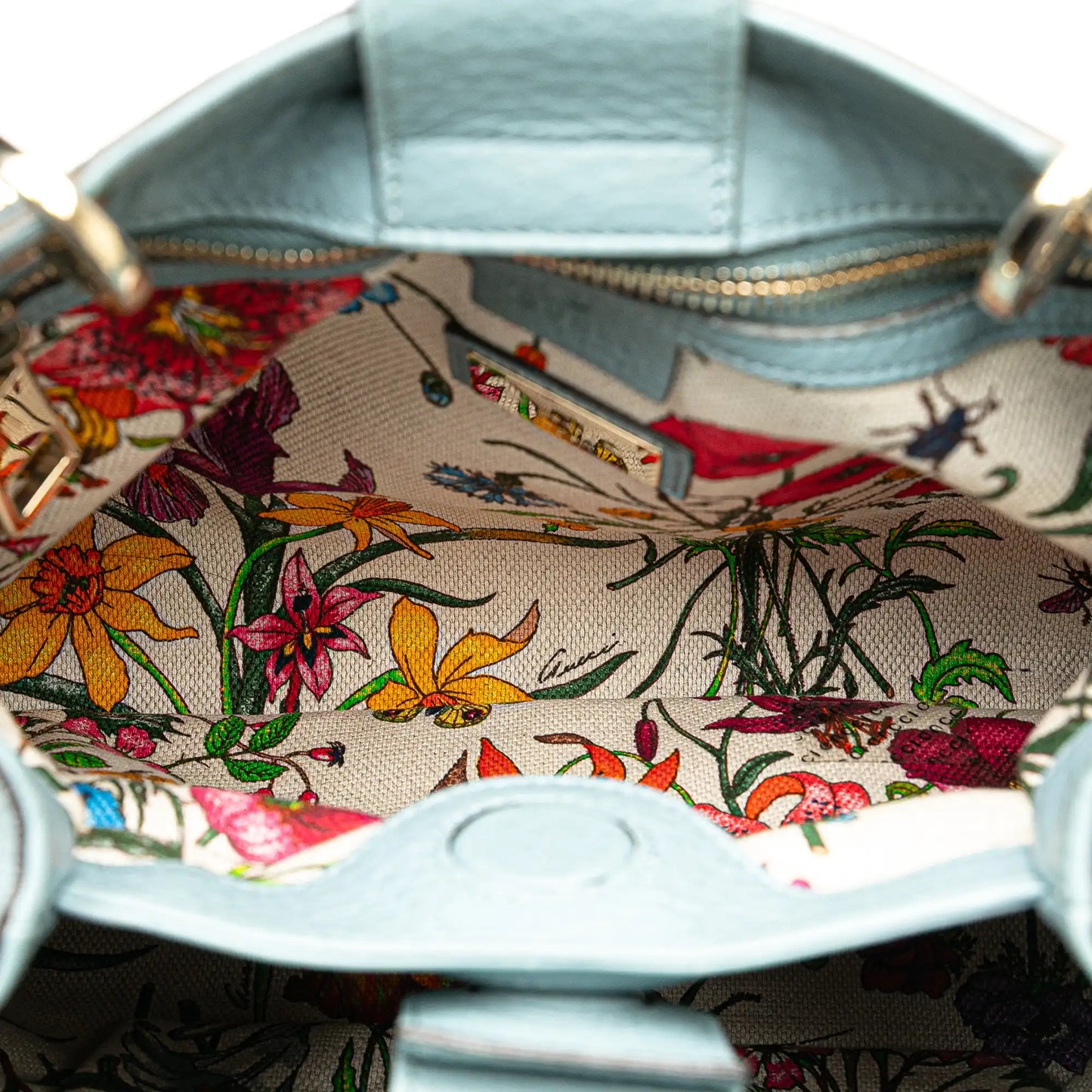 GLM-- Bamboo Shopper Small Baby Blue Leather