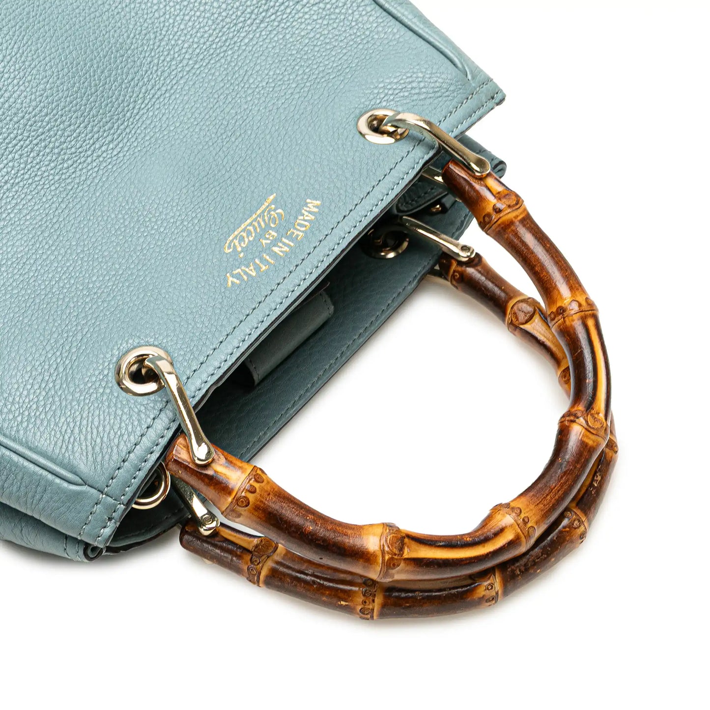 GLM-- Bamboo Shopper Small Baby Blue Leather
