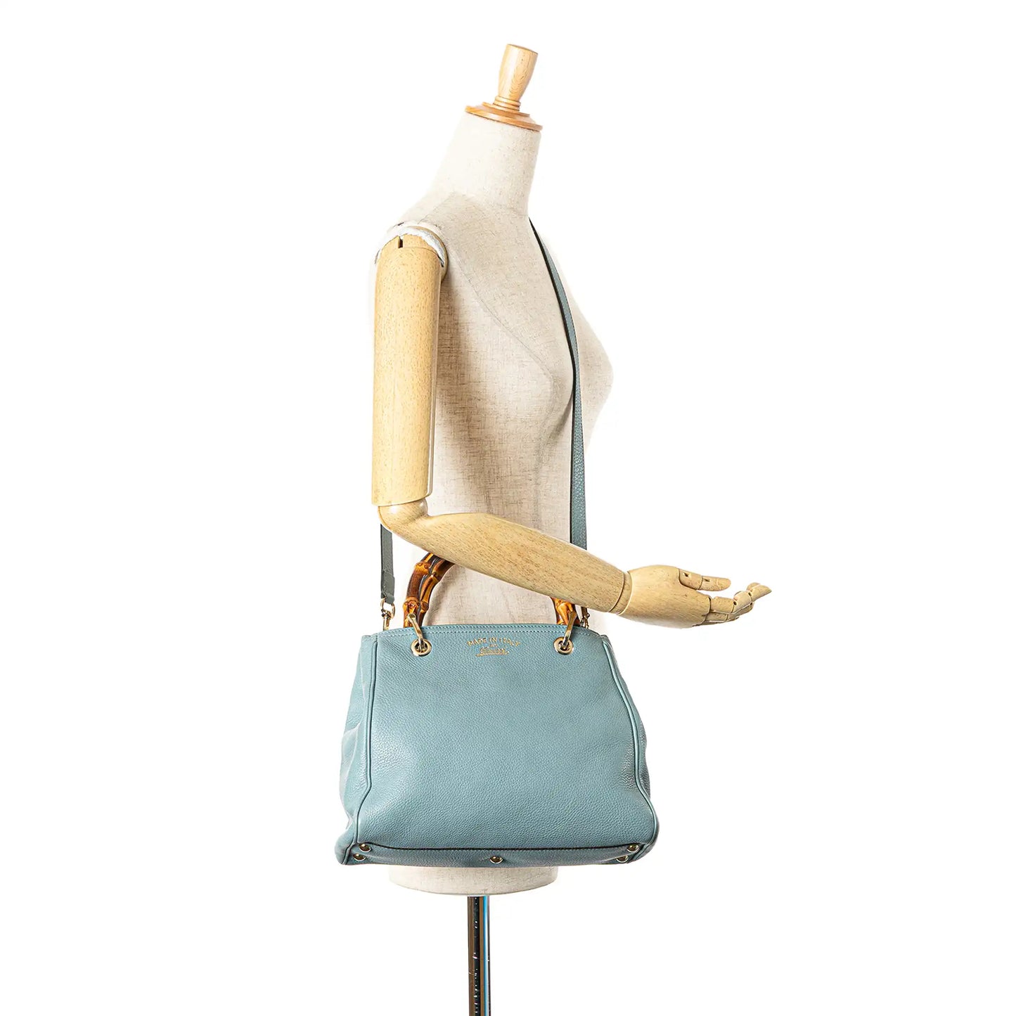 GLM-- Bamboo Shopper Small Baby Blue Leather