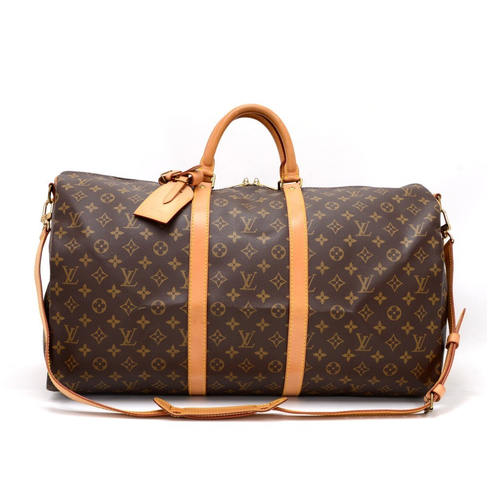 Louis Vuitto Keepall 55 Bandouliere Monogram Canvas Travel Bag with Strap