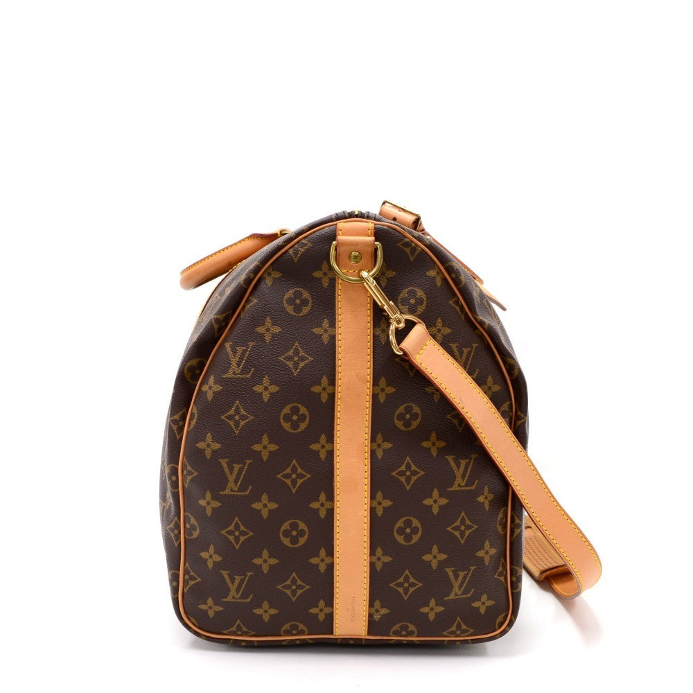 Louis Vuitto Keepall 55 Bandouliere Monogram Canvas Travel Bag with Strap
