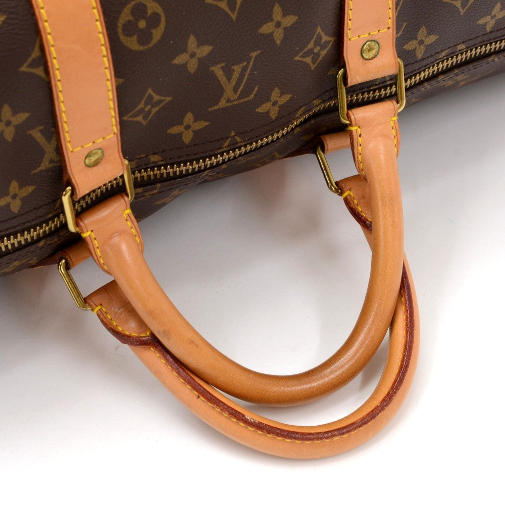 Louis Vuitto Keepall 55 Bandouliere Monogram Canvas Travel Bag with Strap