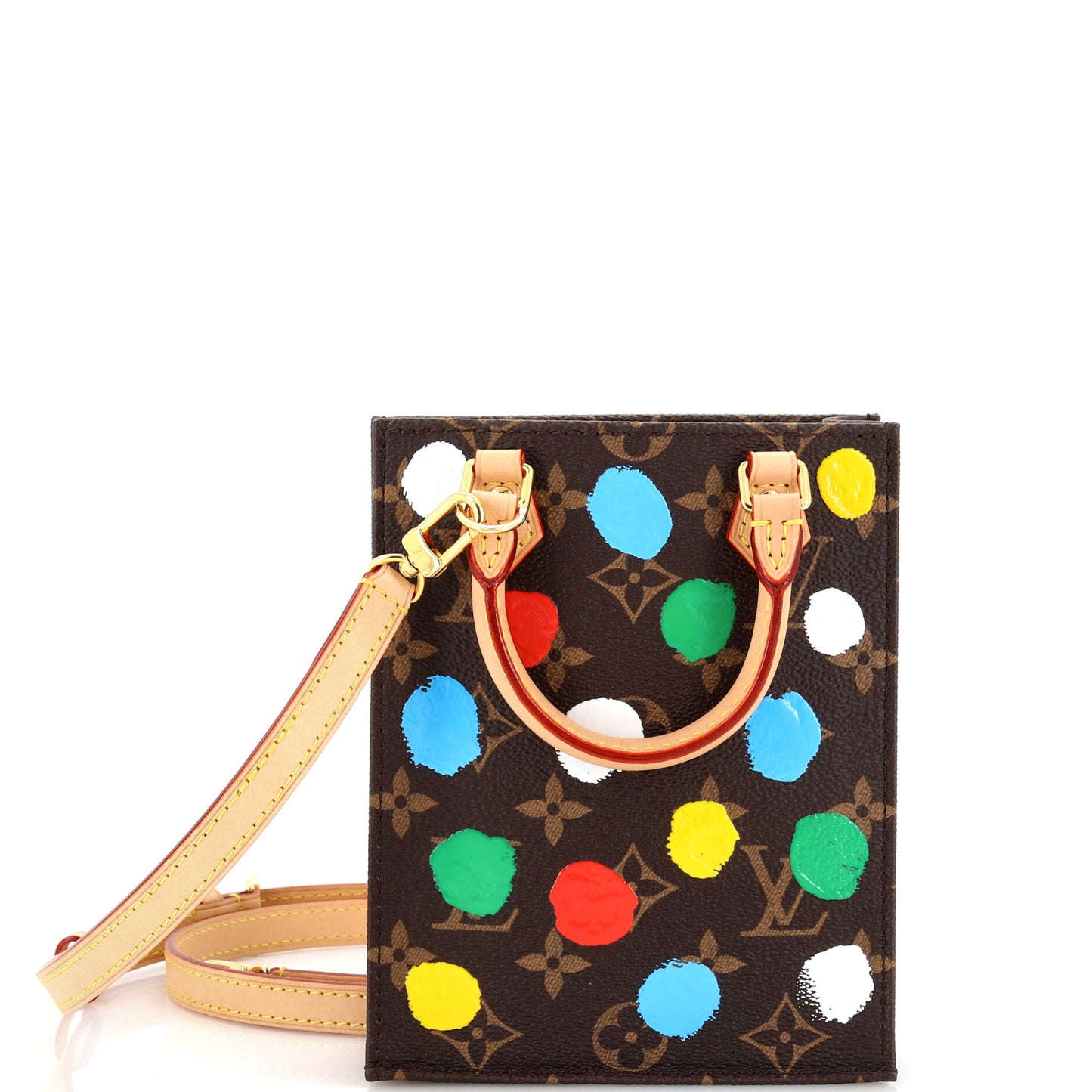 Louis Vuitton Petit Sac Plat Bag Yayoi Kusama Painted Dots Monogram Canvas