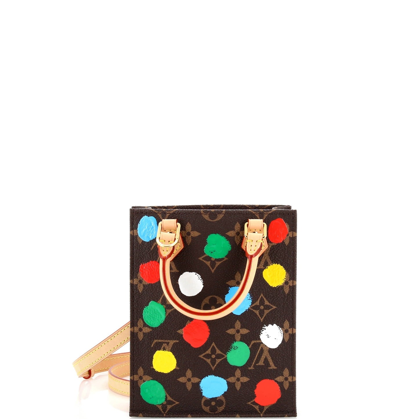 Louis Vuitton Petit Sac Plat Bag Yayoi Kusama Painted Dots Monogram Canvas