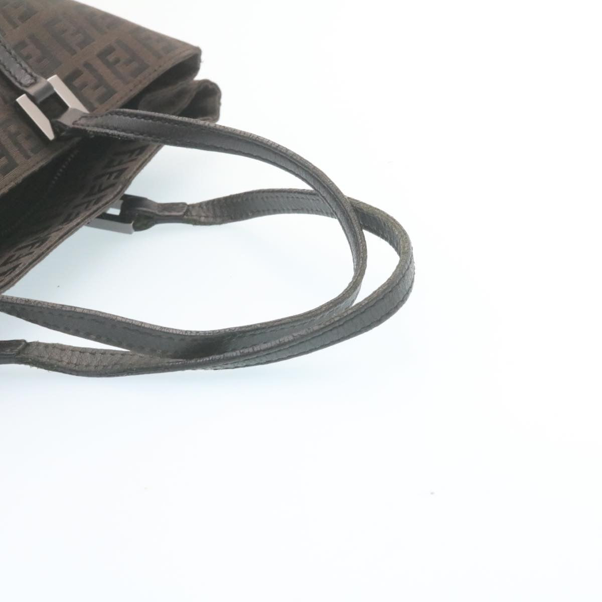 FENDI Zucchino Canvas Hand Bag Dark Brown 28540