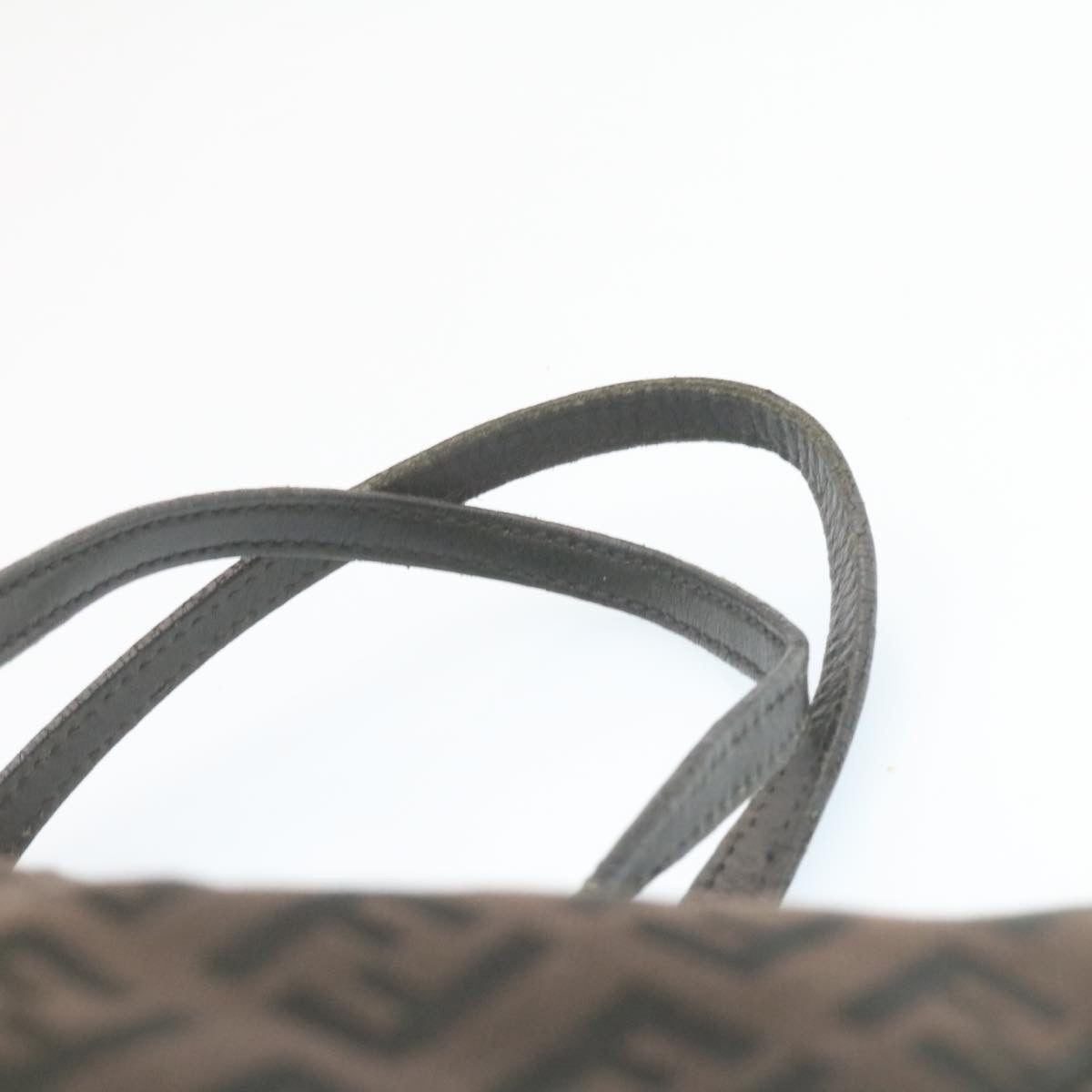 FENDI Zucchino Canvas Hand Bag Dark Brown 28540