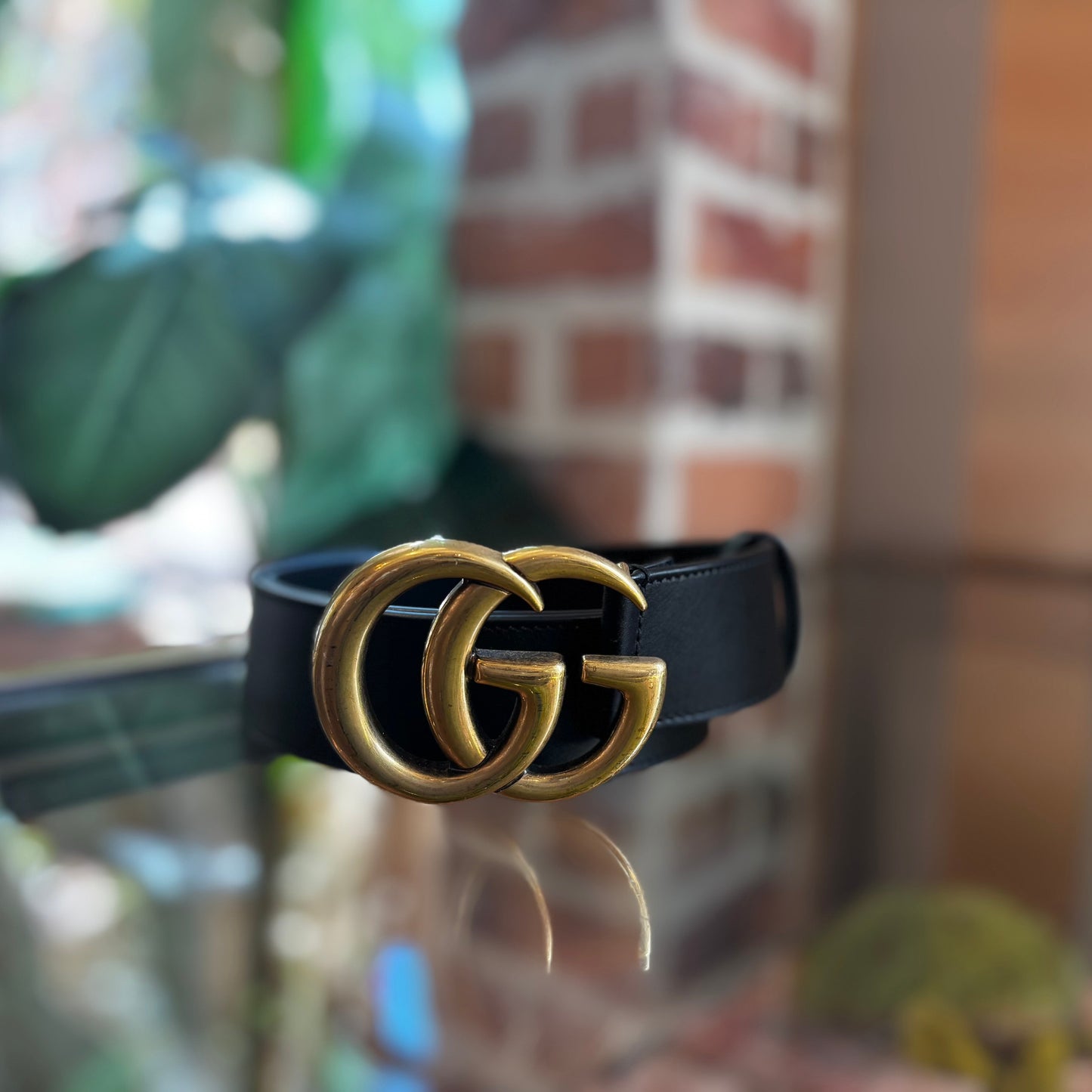 GUCCI Black GG Marmont Belt Sz 85/34
