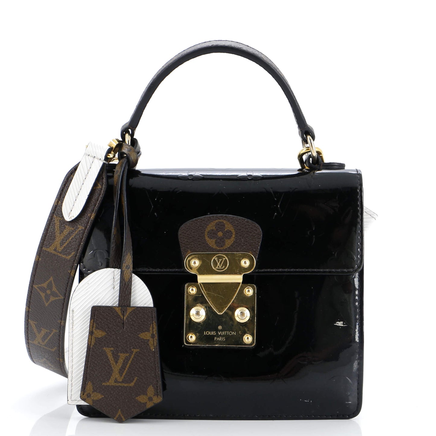 Louis Vuitton Spring Street NM Handbag Monogram Vernis with Monogram Canvas and Epi Leather