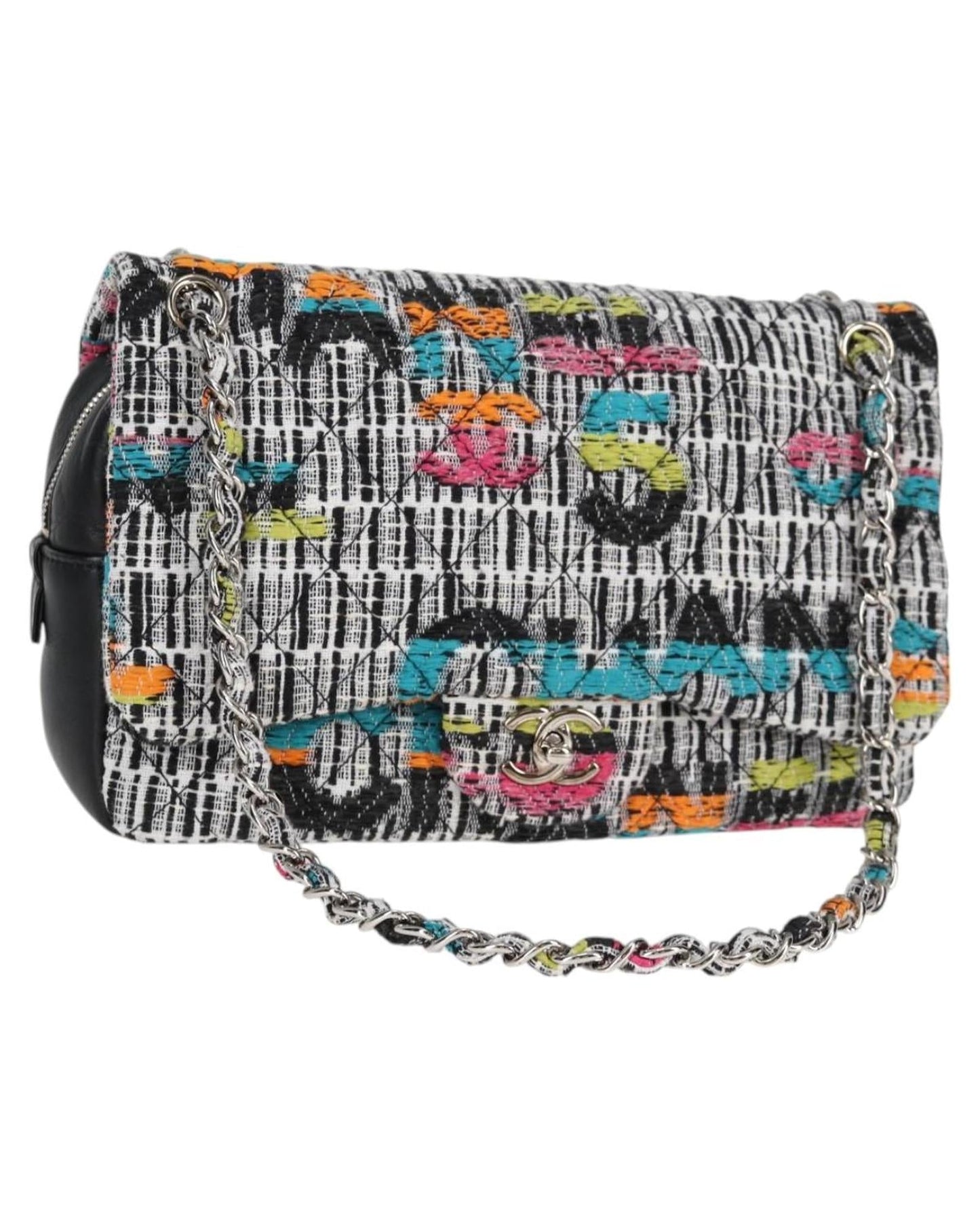 Chanel Classic Flap Bag Multicolor Tweed Chain Strap