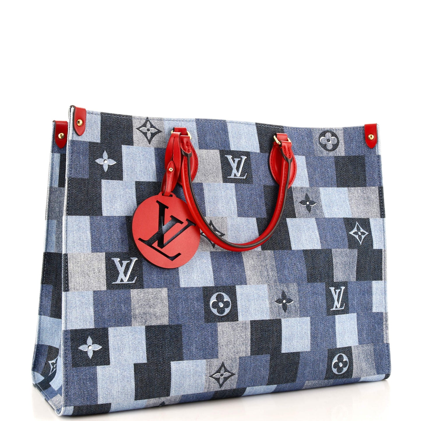 Louis Vuitton OnTheGo Tote Damier and Monogram Patchwork Denim GM