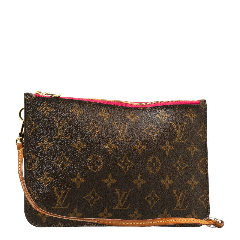 LOUIS VUITTON Neverfull MM Clutch Pouch Monogram Brown Ladies