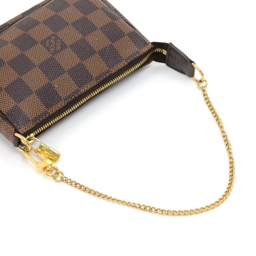 Louis Vuitto Mini Pochette Accessoires Damier EbÃ¨ne Canvas Evening Bag