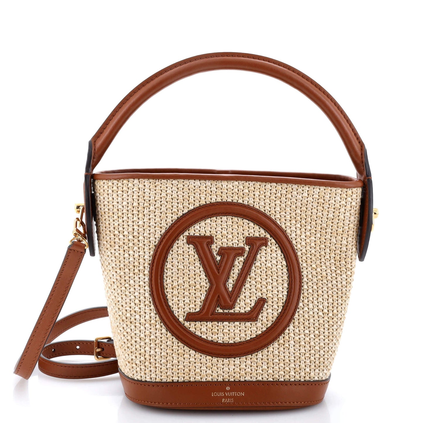 Louis Vuitton Petit Bucket NM Bag Raffia with Leather