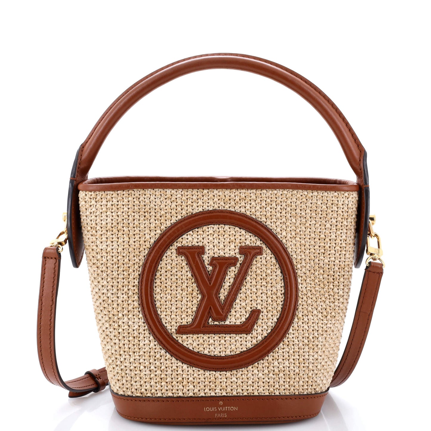 Louis Vuitton Petit Bucket NM Bag Raffia with Leather