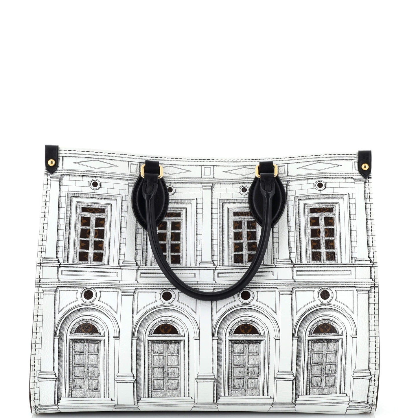Louis Vuitton OnTheGo Tote Limited Edition Fornasetti Architettura Print Leather and Monogram Canvas MM