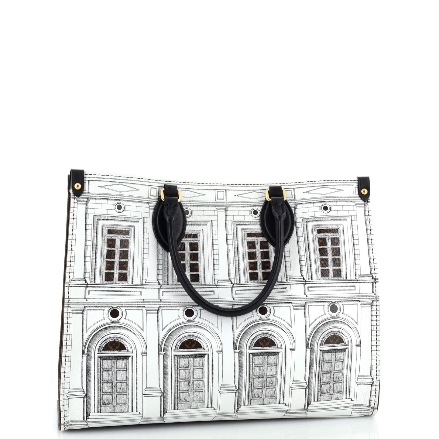 Louis Vuitton OnTheGo Tote Limited Edition Fornasetti Architettura Print Leather and Monogram Canvas MM