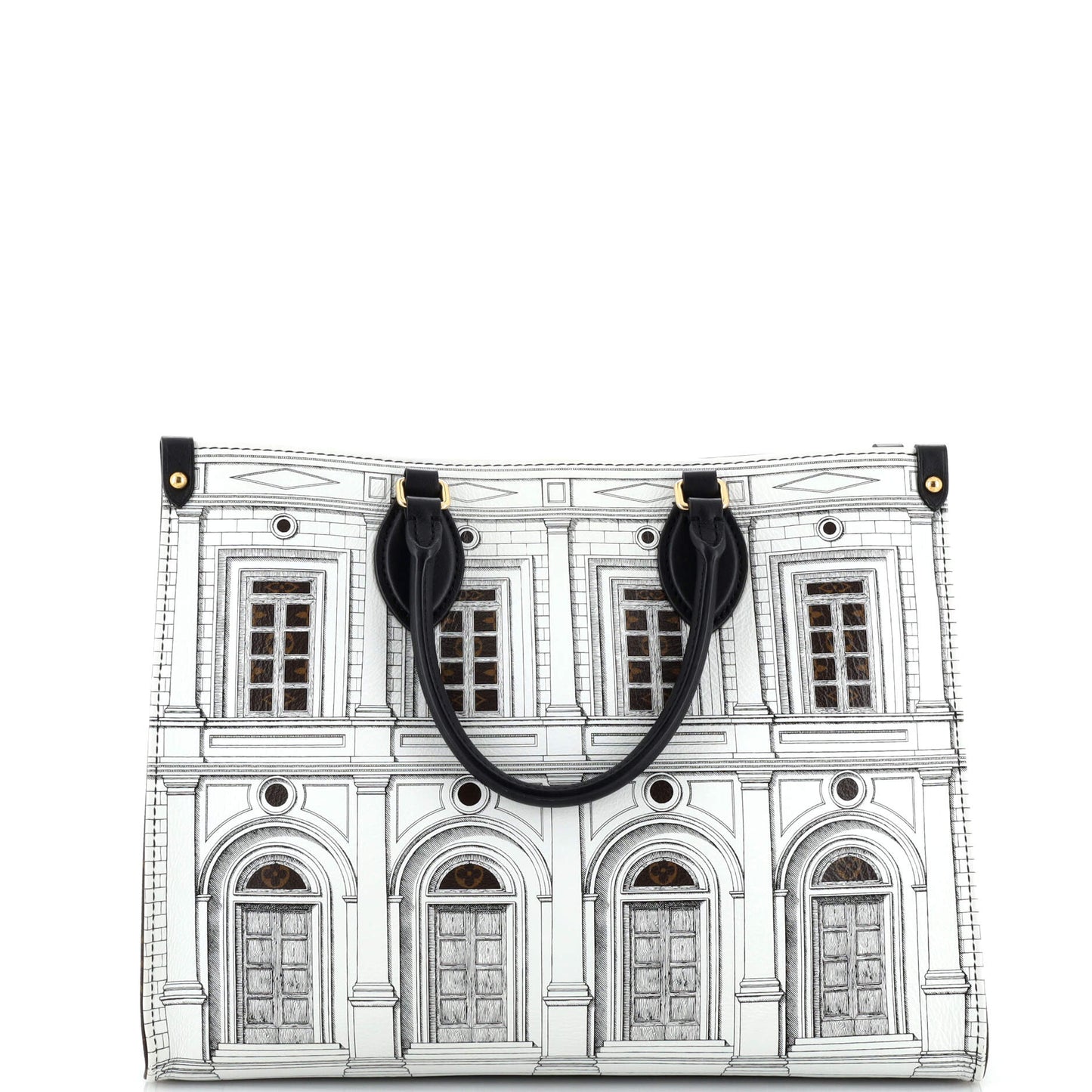 Louis Vuitton OnTheGo Tote Limited Edition Fornasetti Architettura Print Leather and Monogram Canvas MM